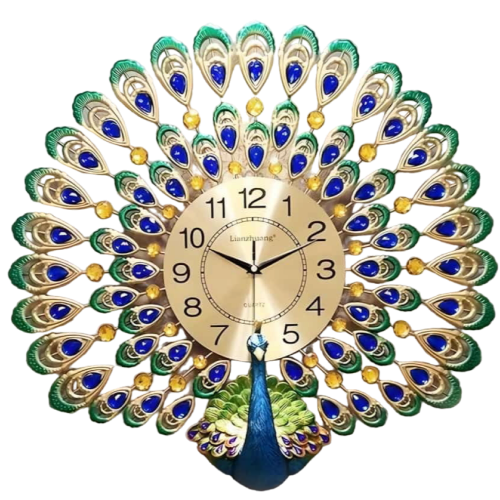 Peafowl Open Feather Designer Wall Clock (Model 4)